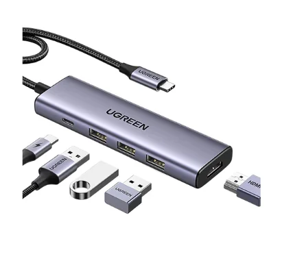Ugreen 15597 Schnittstellen-Hub USB Typ-C 5000 Mbit/s Grau