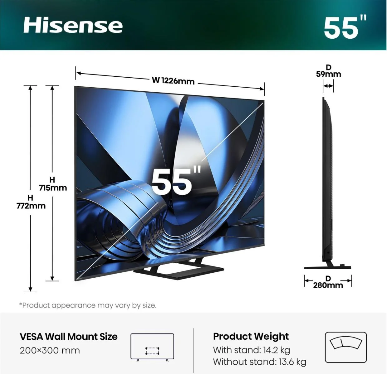 Hisense 55 '' U7SE | ULED MiniLED Smart TV 4K 144 Hz
