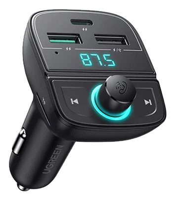 Ugreen [AI generated title] Biloplader / FM-Sender Med Bluetooth 5.0 3 Usb Porte Schwarz