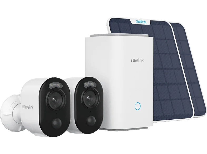 REOLINK Hub1 mit 2 Argus Series B350 + Solar Panel 4K 8MP Akku Kamerasystem WLAN Outdoor, Überwachungskamera