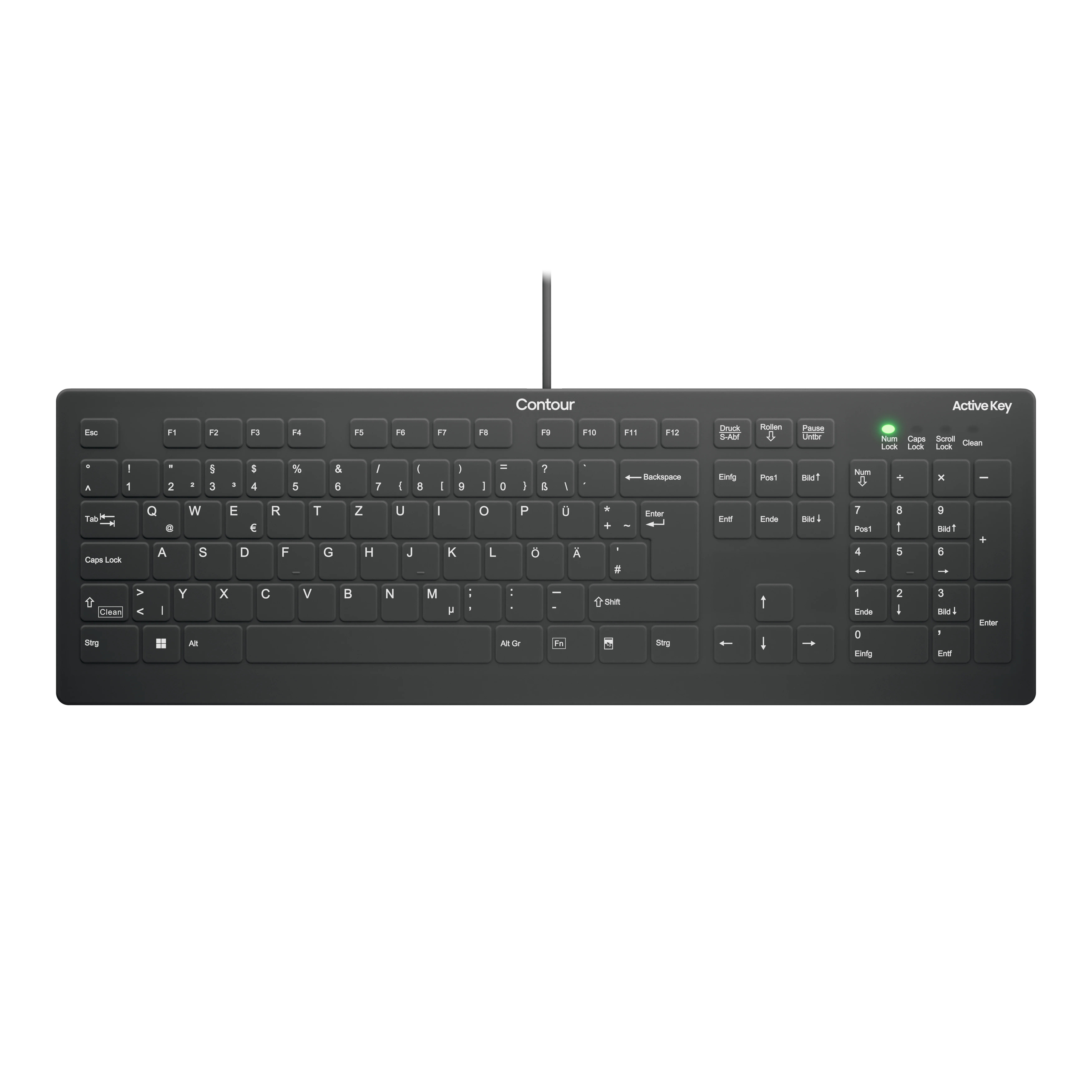 Contour Design Active Key Contour QuickClean Medizinische Tastatur IP68 Full-Size Kabelgebunden Schwarz DE C8112