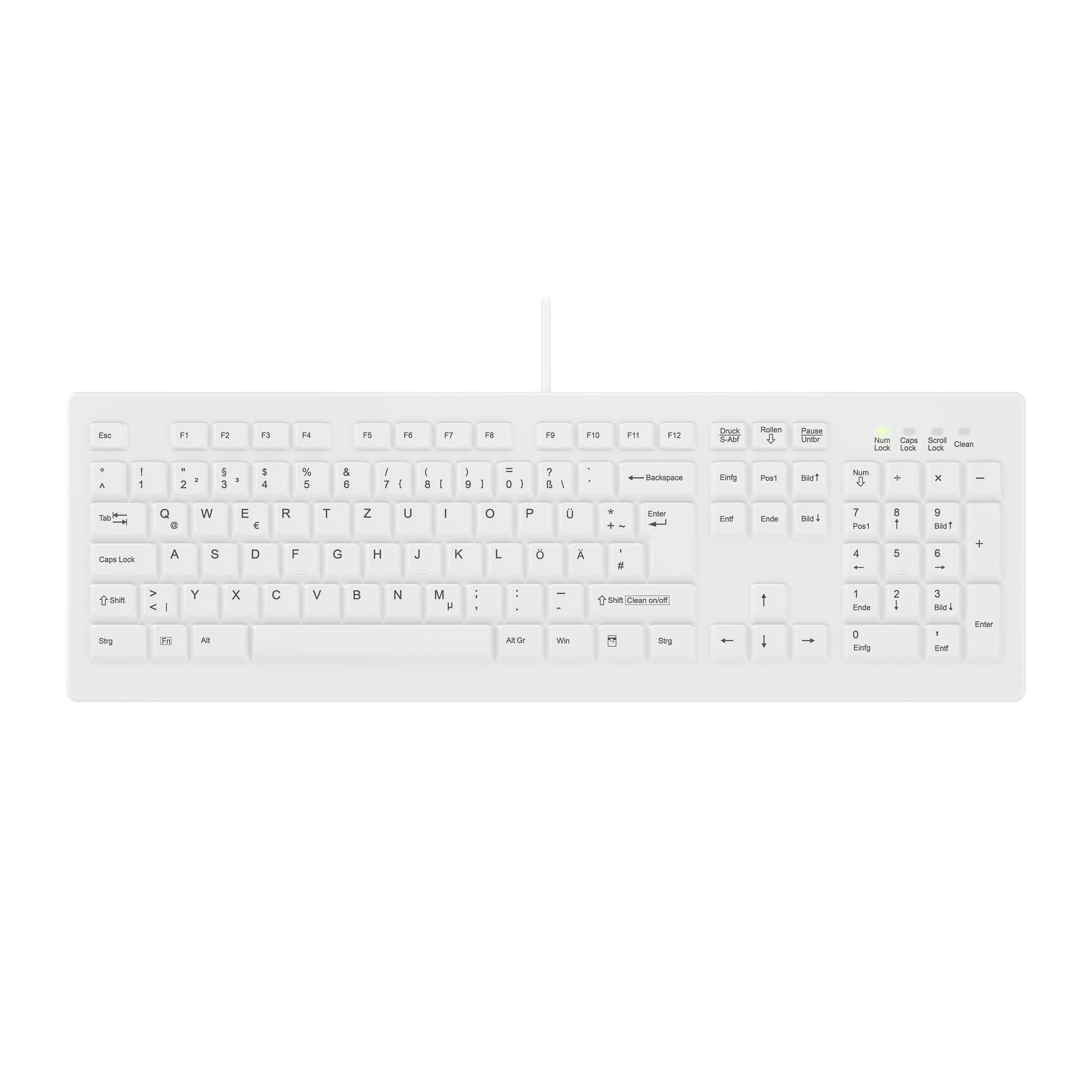 Contour Design Active Key Contour ClassicClean Medizinische Tastatur Abnehmbare Abdeckung Full-Size Kabelgebunden Weiß DE C8100