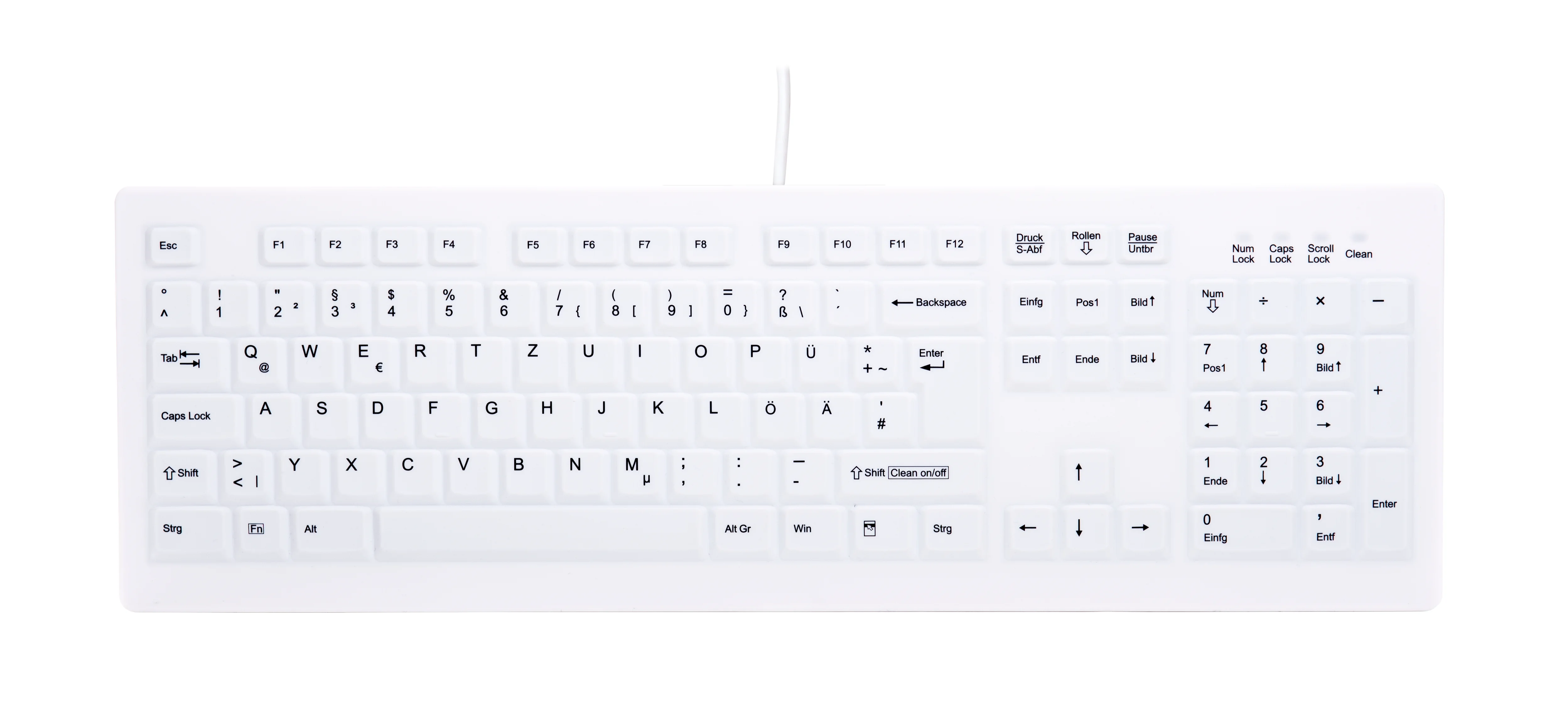 Contour Design Active Key Contour ClassicClean Silikon Tastaturabdeckung Full-Size Weiß DE C8100