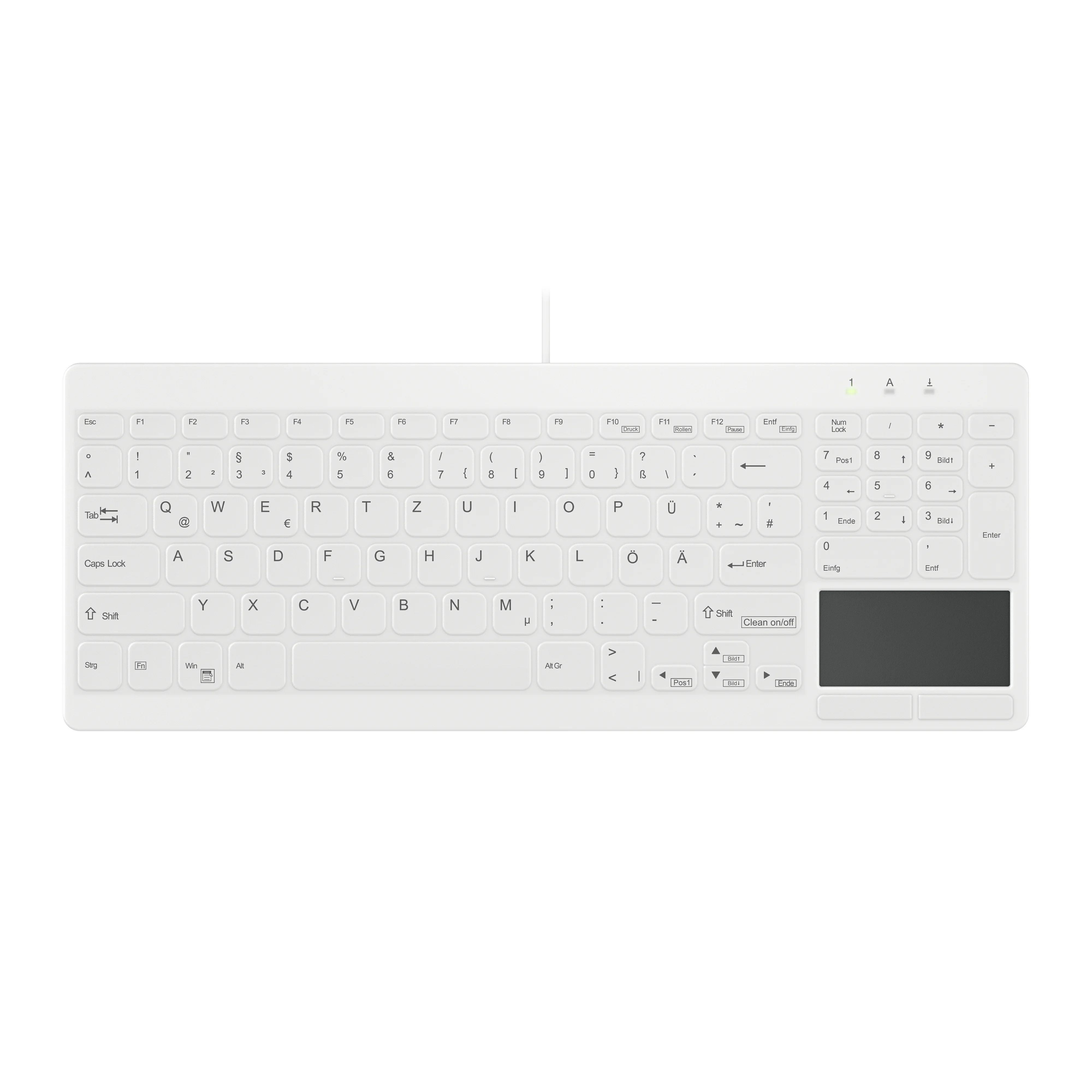 Contour Design Active Key Contour QuickClean Medizinische Tastatur IP68 Touchpad Kompakt Kabelgebunden Weiß DE C7412