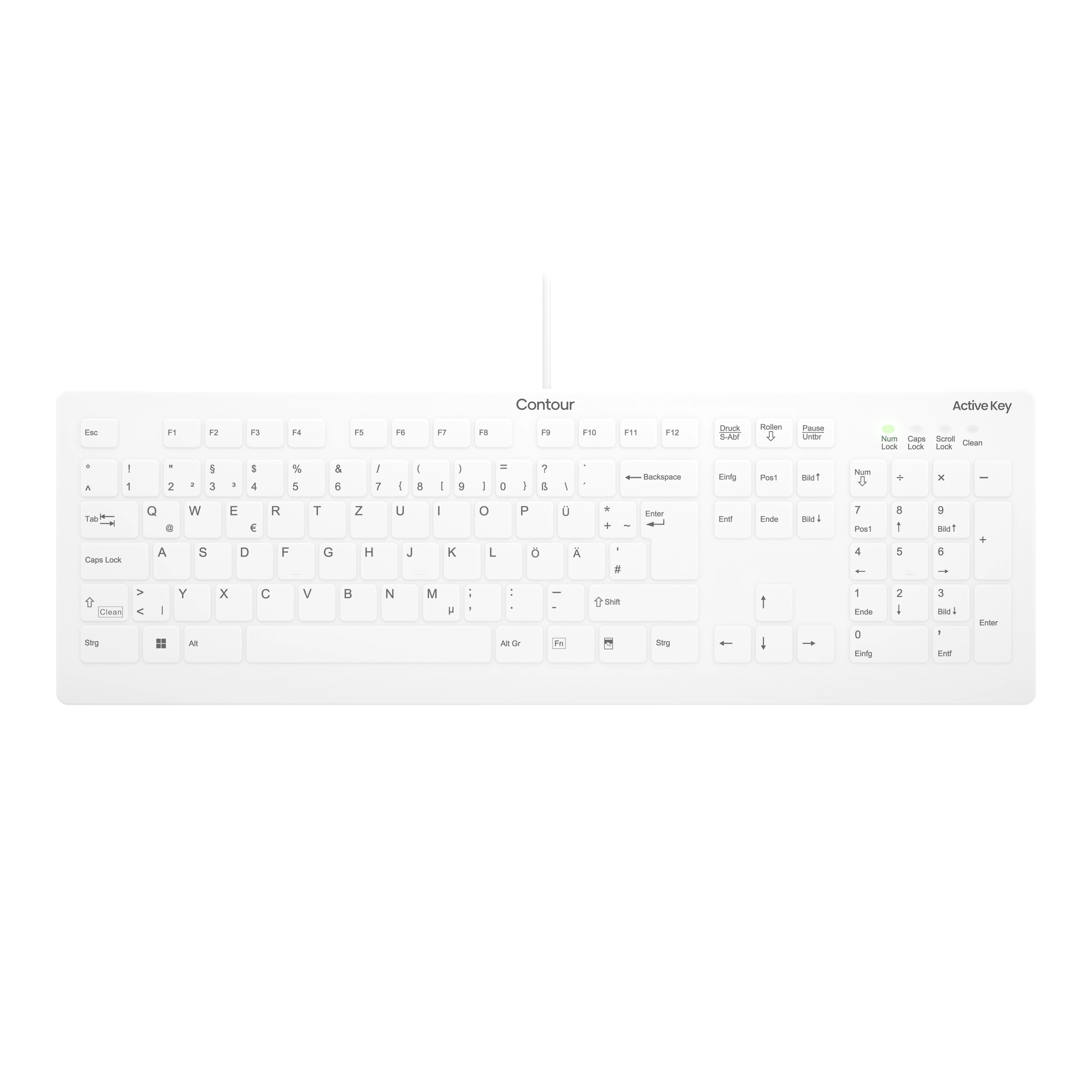 Contour Design Active Key Contour QuickClean Medizinische Tastatur Abnehmbare Abdeckung Full-Size Kabelgebunden Weiß DE C8112