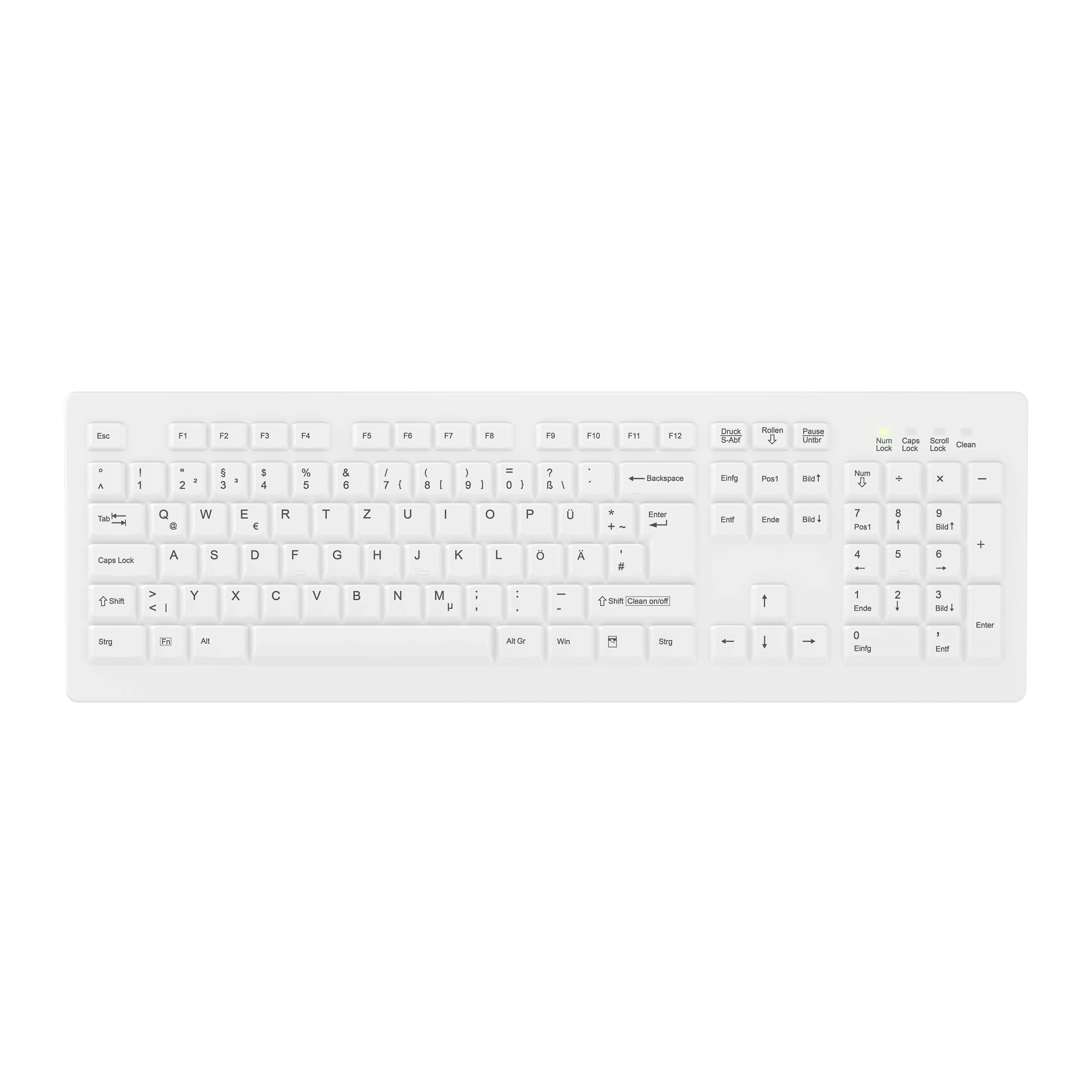Contour Design Active Key Contour ClassicClean Medizinische Tastatur Abnehmbare Abdeckung Full-Size Kabellos Weiß DE C8100