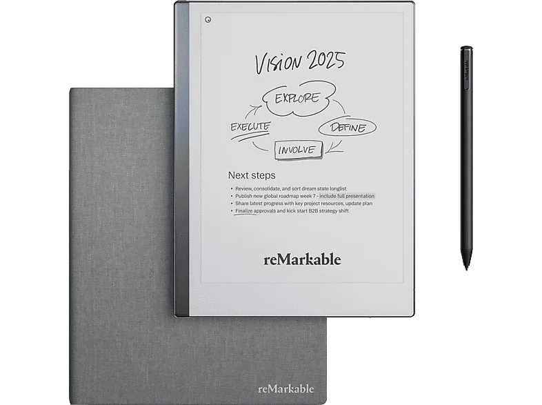 REMARKABLE 2, Marker Plus und Book Folio Schutzhülle Grafiktablet, Grau gewebt