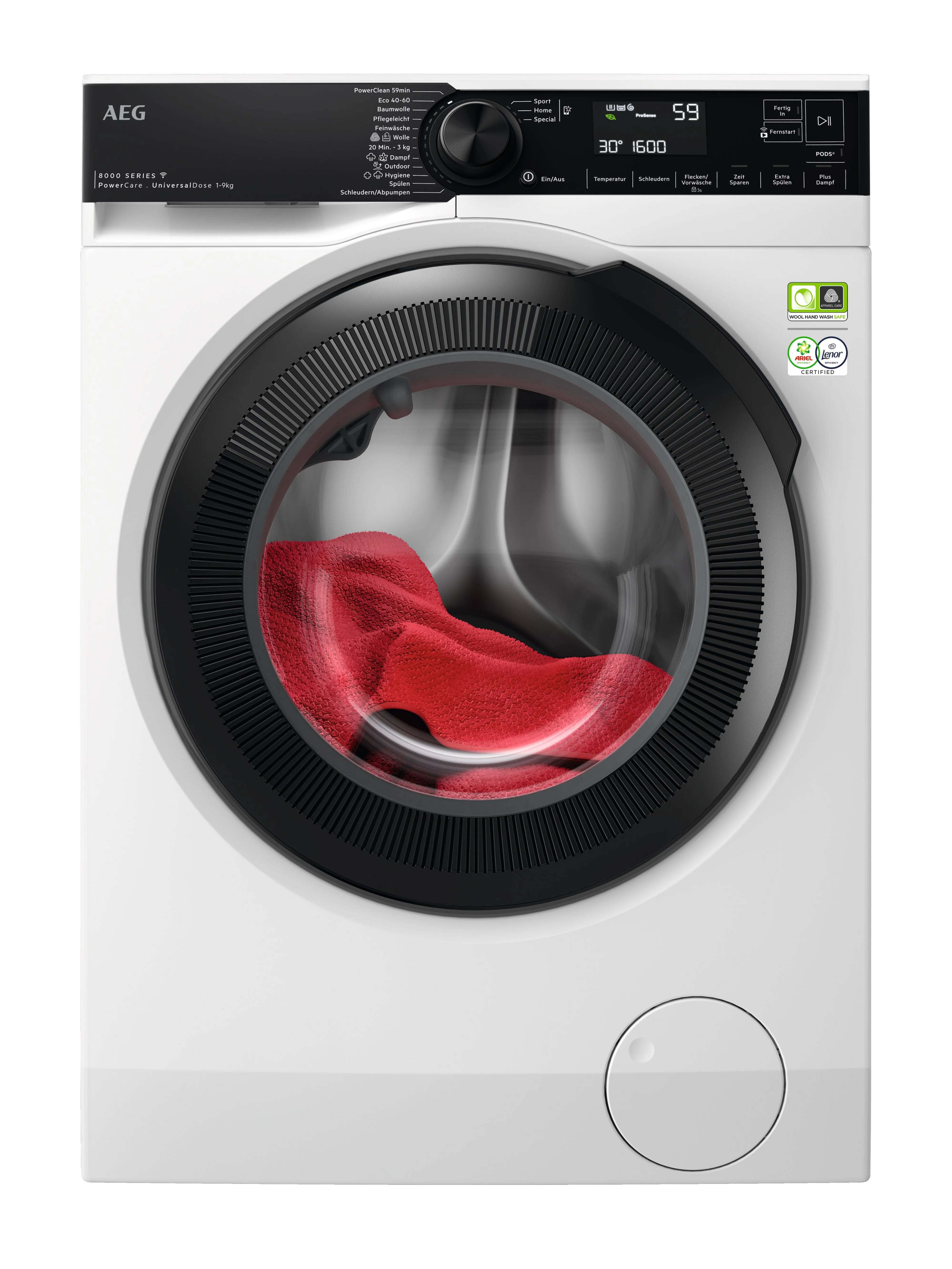 AEG Serie 9000 LR9W75490 Waschmaschine Frontlader 9 kg 1400 RPM Weiß