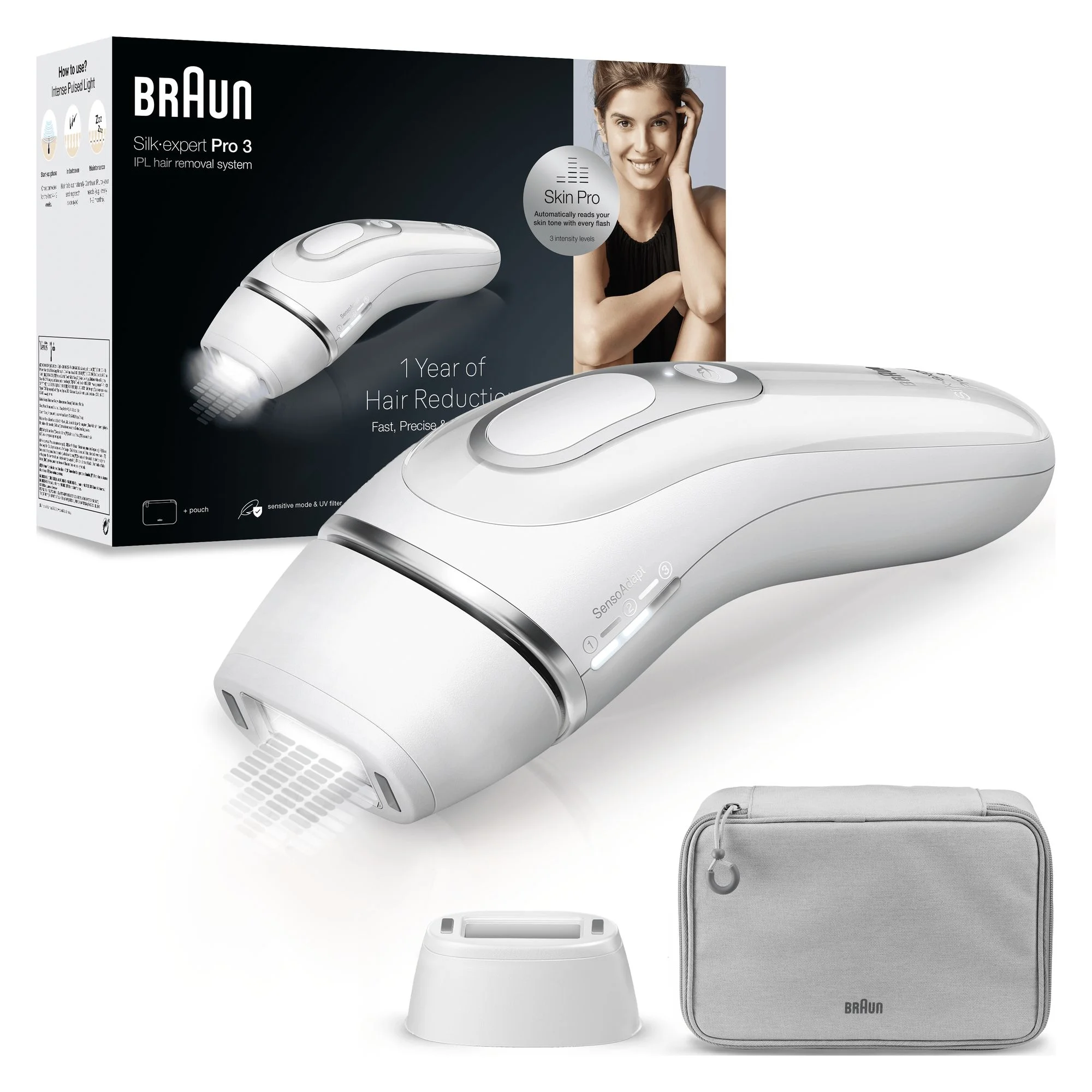 Braun Silk-expert Pro Silk expert Pro 3 PL3020 Lichtimpulstechnologie (IPL) Silber, Weiß