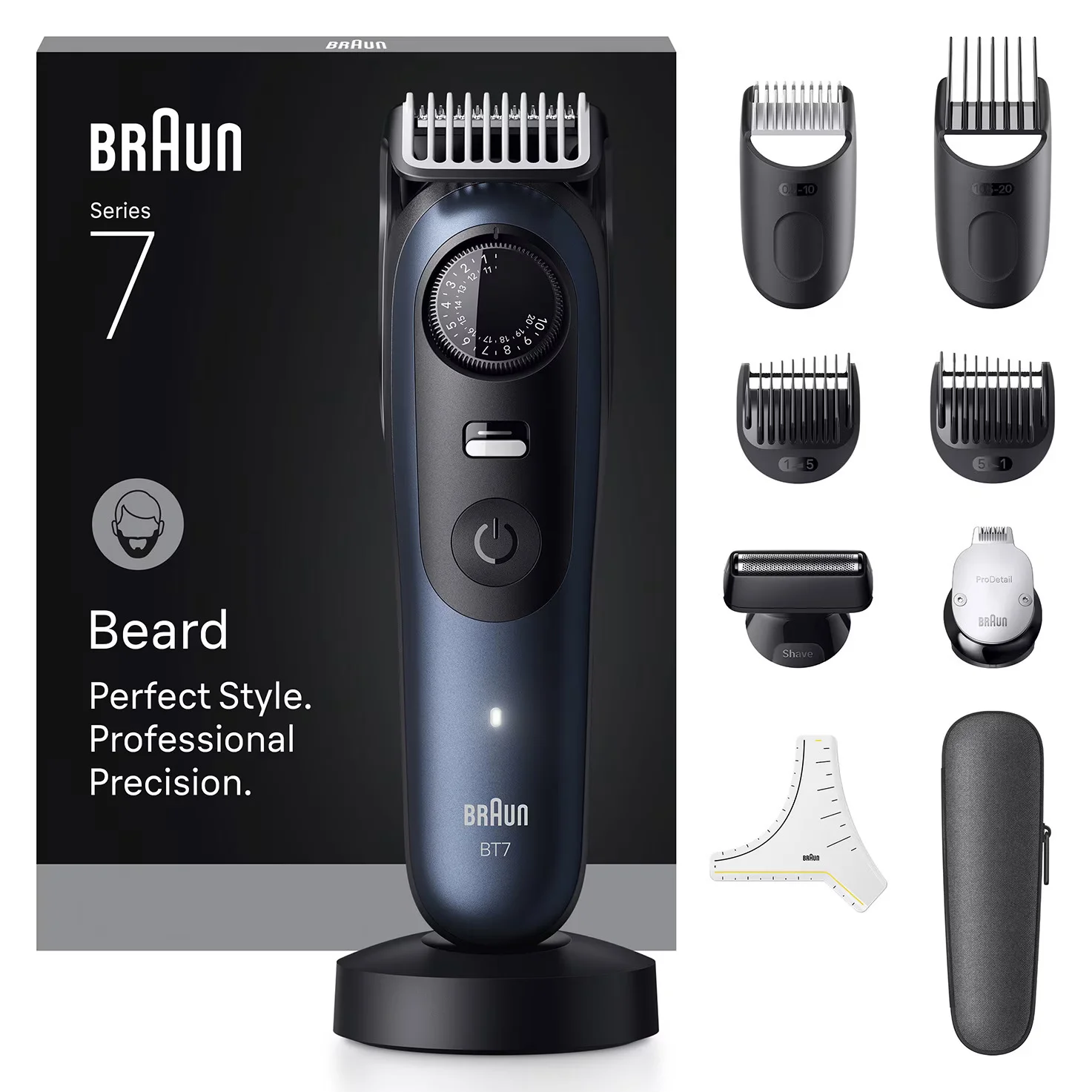 Braun BeardTrimmer 7 BT7540 Barttrimmer Akku 40 2 cm Nass & Trocken Schwarz, Blau