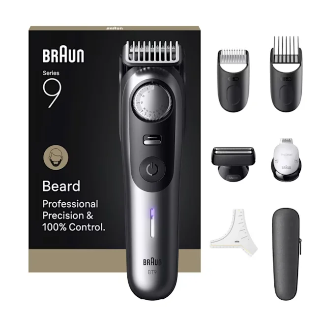 Braun BeardTrimmer 9 BT9520 Barttrimmer Akku 52 2 cm Nass & Trocken Schwarz, Grau