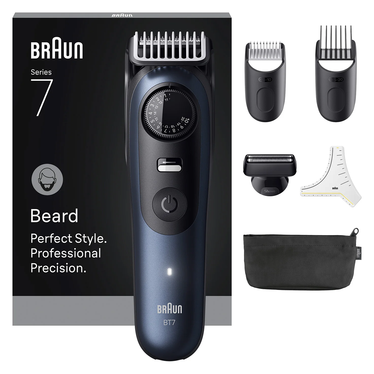 Braun BeardTrimmer 7 BT7520 Akku 40 2 cm Nass & Trocken Schwarz, Blau