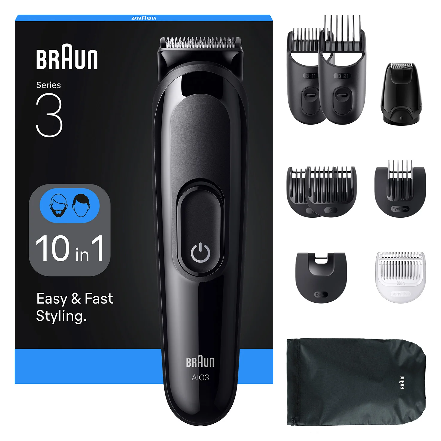 Braun AIO3560 Haartrimmer/-schneider Schwarz 14 Nickel-Metallhydrid (NiMH)