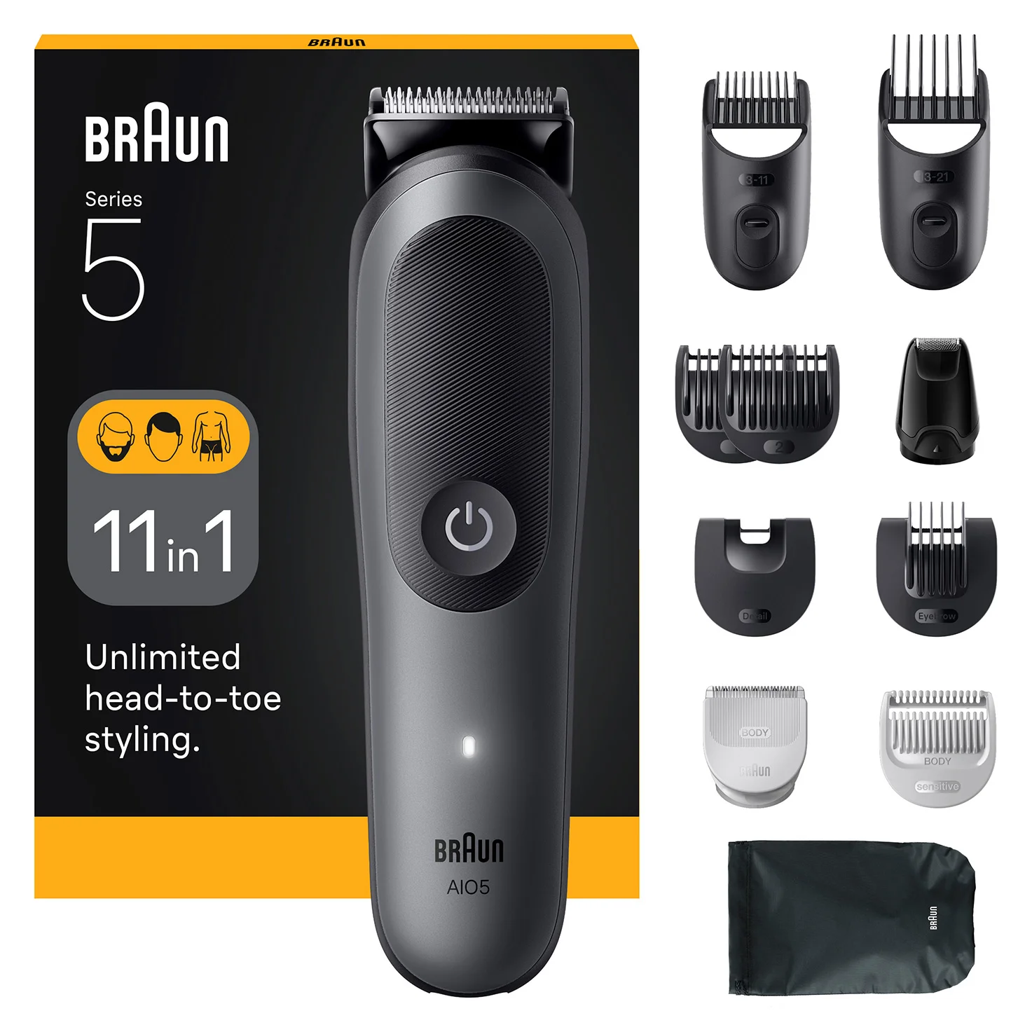 Braun AIO5560 Haartrimmer/-schneider Schwarz, Grau 14 Lithium-Ion (Li-Ion)
