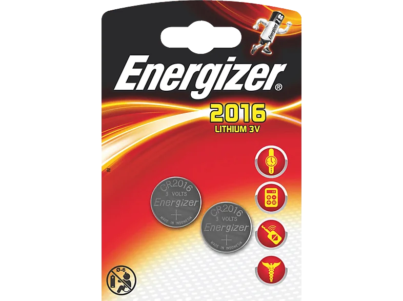 ENERGIZER 24834 CR 2016 2PK CR2016 Knopfzelle, Li-Ion, 3 Volt 2 Stück