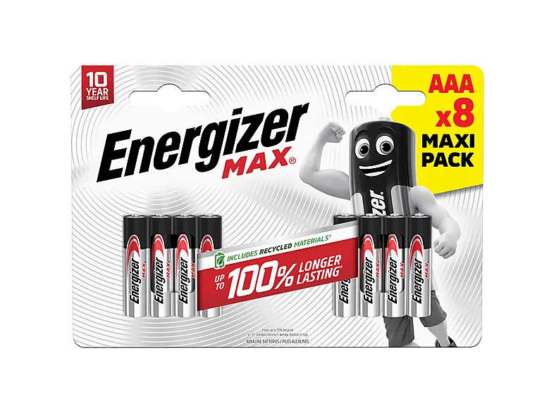 ENERGIZER Max Micro (AAA) 8 Stück Alkaline Manganese Dioxide-Zinc Batterie, 1.5 Volt