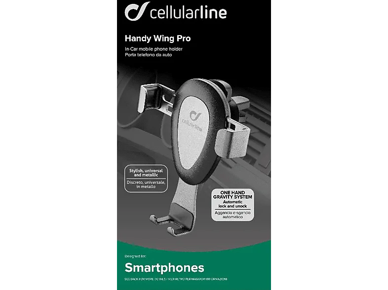 CELLULAR LINE HANDY WING PRO KFZ-Halterung, Schwarz