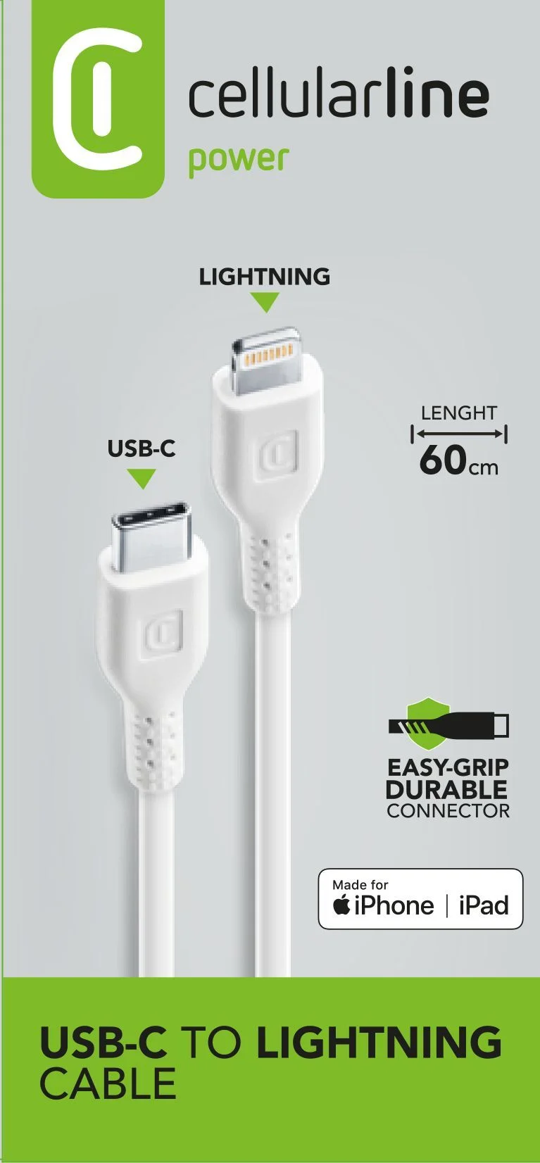 Cellularline Power Cable 60cm - USB-C to Lightning