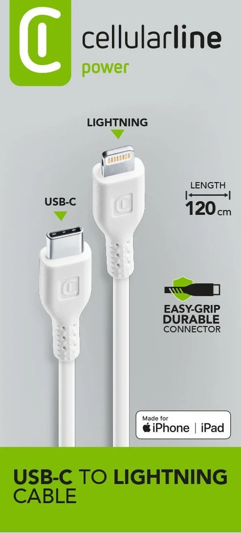Cellularline Power Cable 120cm - USB-C to Lightning