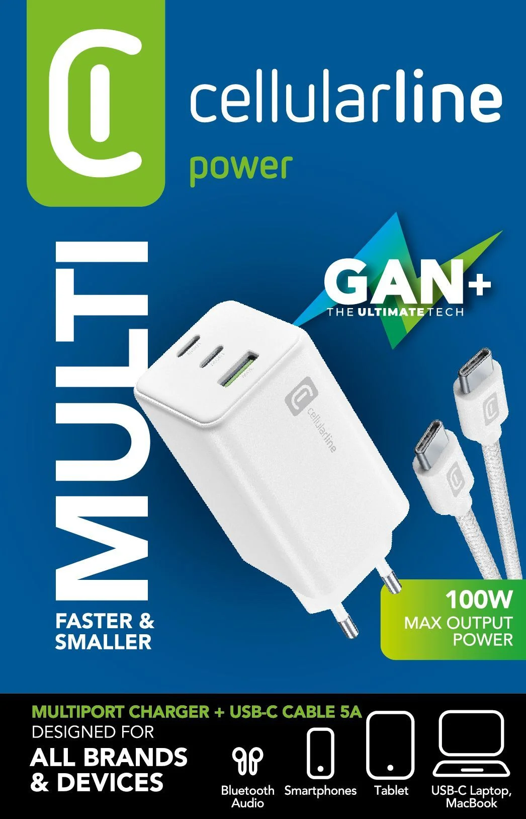 Cellularline Multipower 100W Kit - Smartphone, tablet e laptop