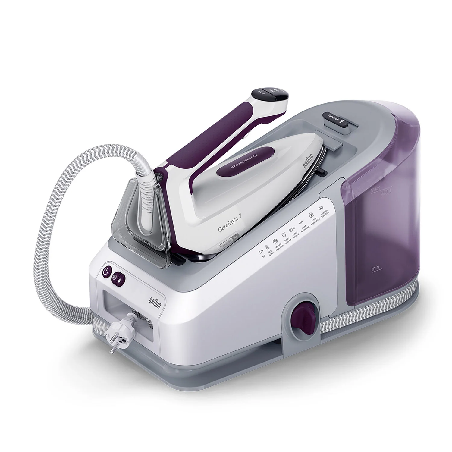 Braun CareStyle 7 IS7266VI Pressurized steam ironing station 2700 W 2 l EloxalPlus soleplate Violett