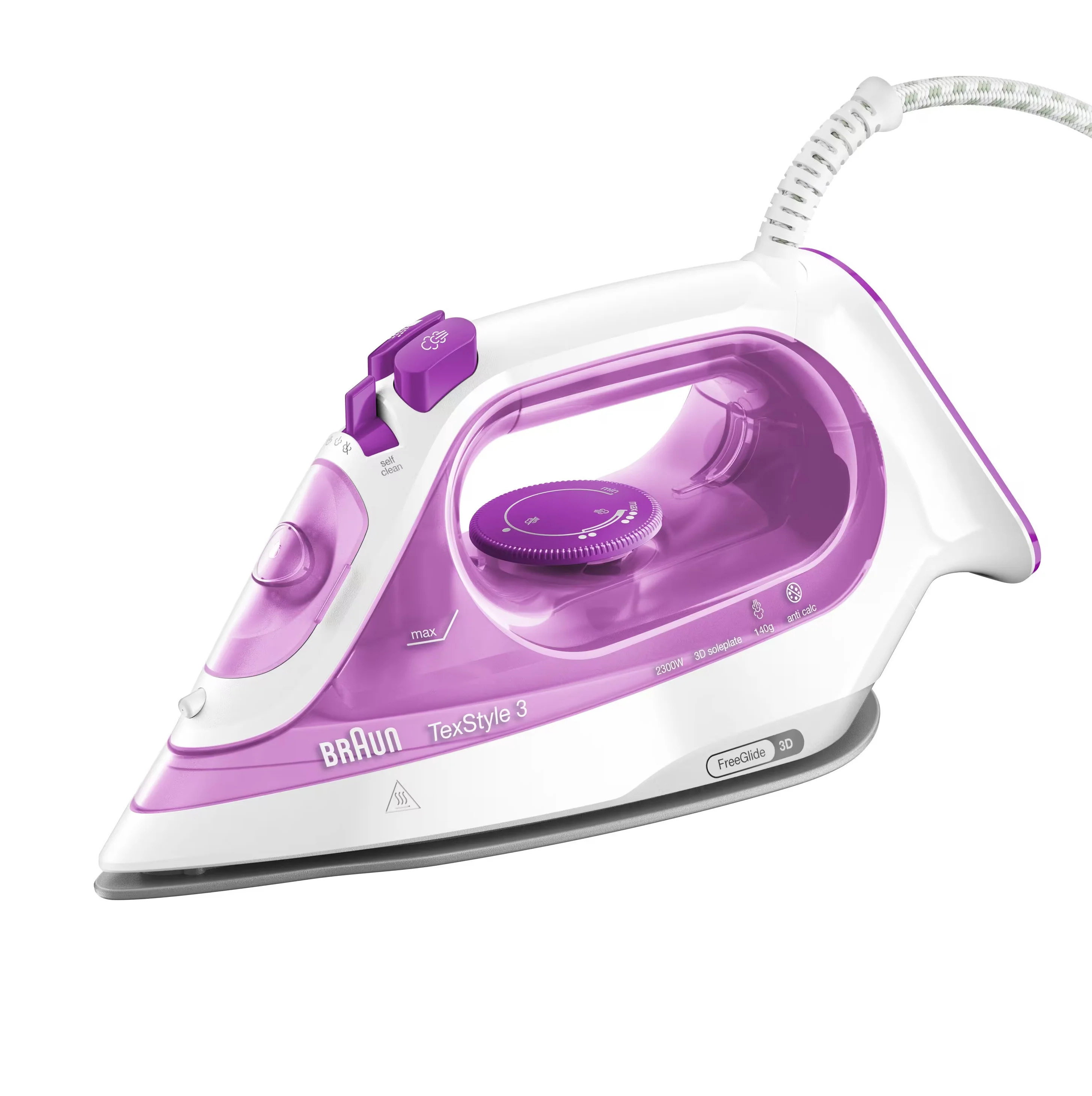 Braun TexStyle 3 SI3030PU Dampfbügeleisen Keramik-Bügelsohle 2300 W Pink