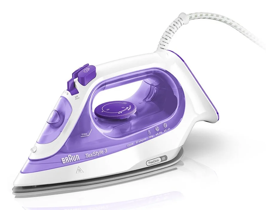 Braun TexStyle 3 SI3042VI Dampfbügeleisen Keramik-Bügelsohle 2350 W Violett, Silber, Weiß