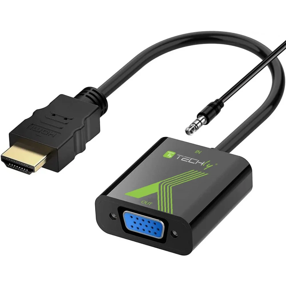 Techly HDMI - VGA+3.5mm M/F 0,15 m Schwarz