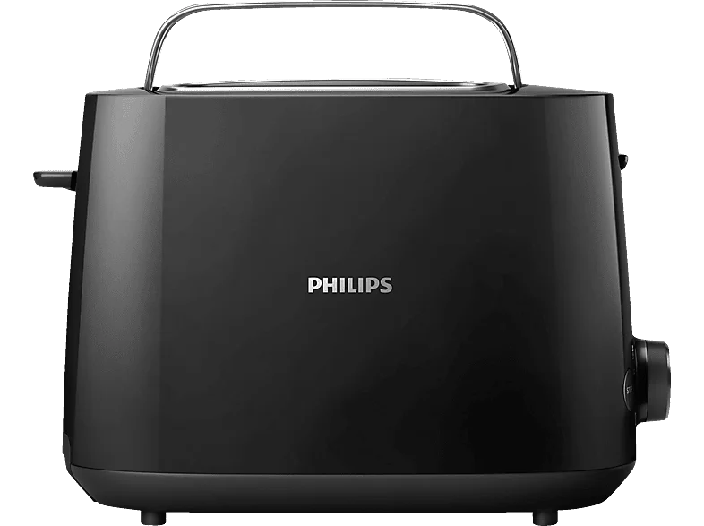 PHILIPS HD2581/90 Daily Collection 8 Stufen, Krümelschublade, Brötchenaufsatz Toaster Schwarz (830 Watt, Schlitze: 2)