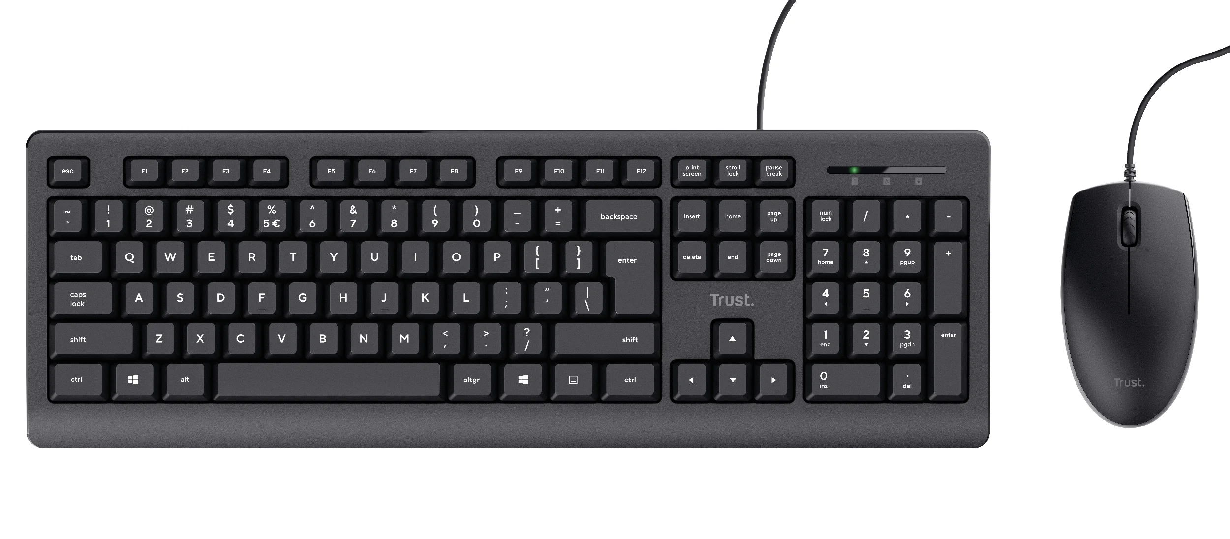 Trust TKM-250 Tastatur Maus enthalten Büro USB QWERTZ Deutsch Schwarz