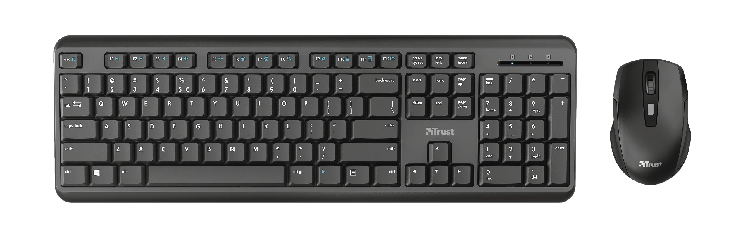 Trust TKM-350 Tastatur Maus enthalten Büro RF Wireless QWERTZ Deutsch Schwarz