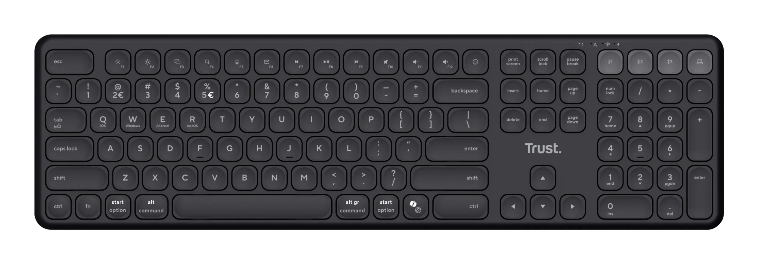 Trust Vaiya Kabellose Tastatur für mehrere Geräte - Schwarz
