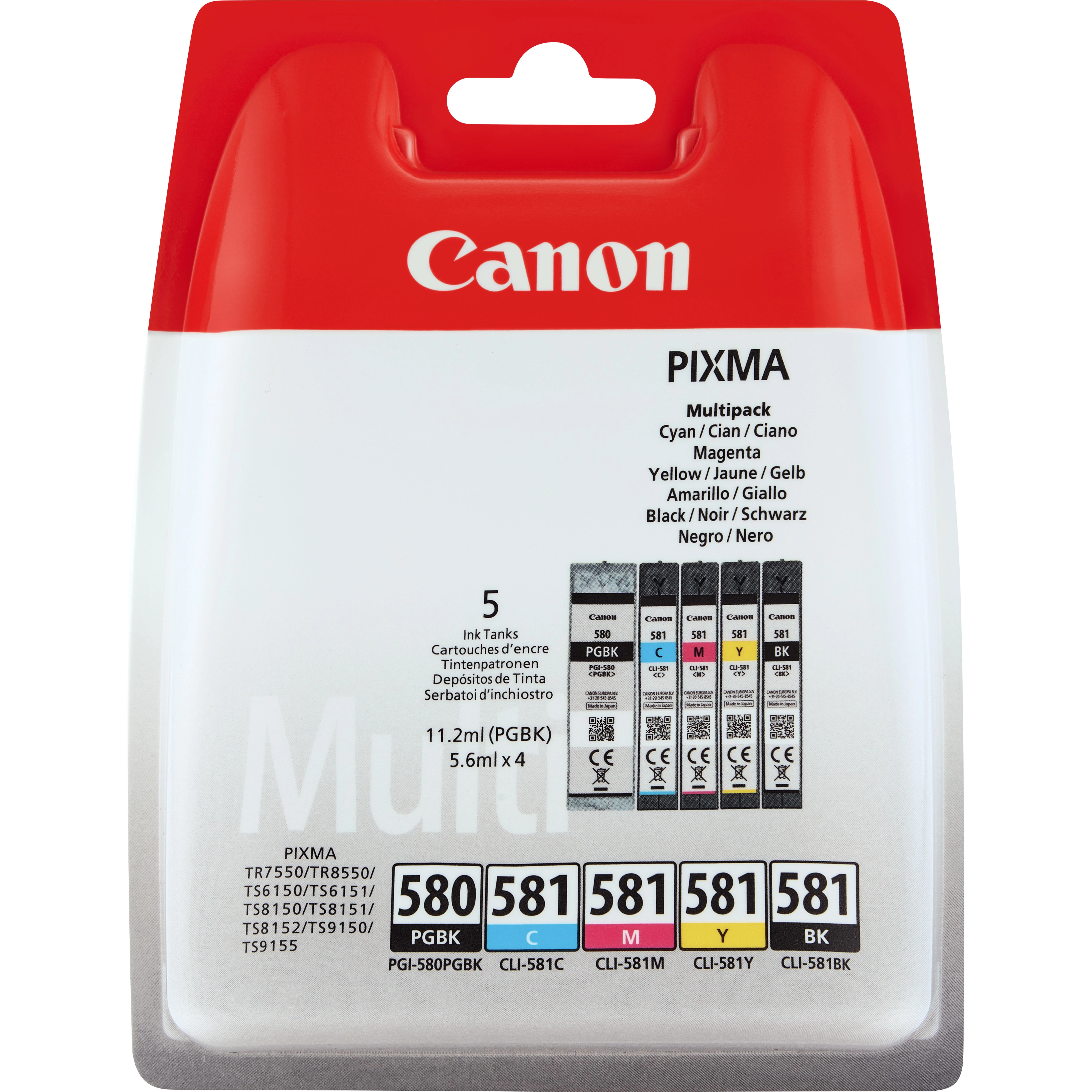 Canon PGI-580BK/CLI-581 BK/C/M/Y Pigment- und Farbstofftinte Multipack