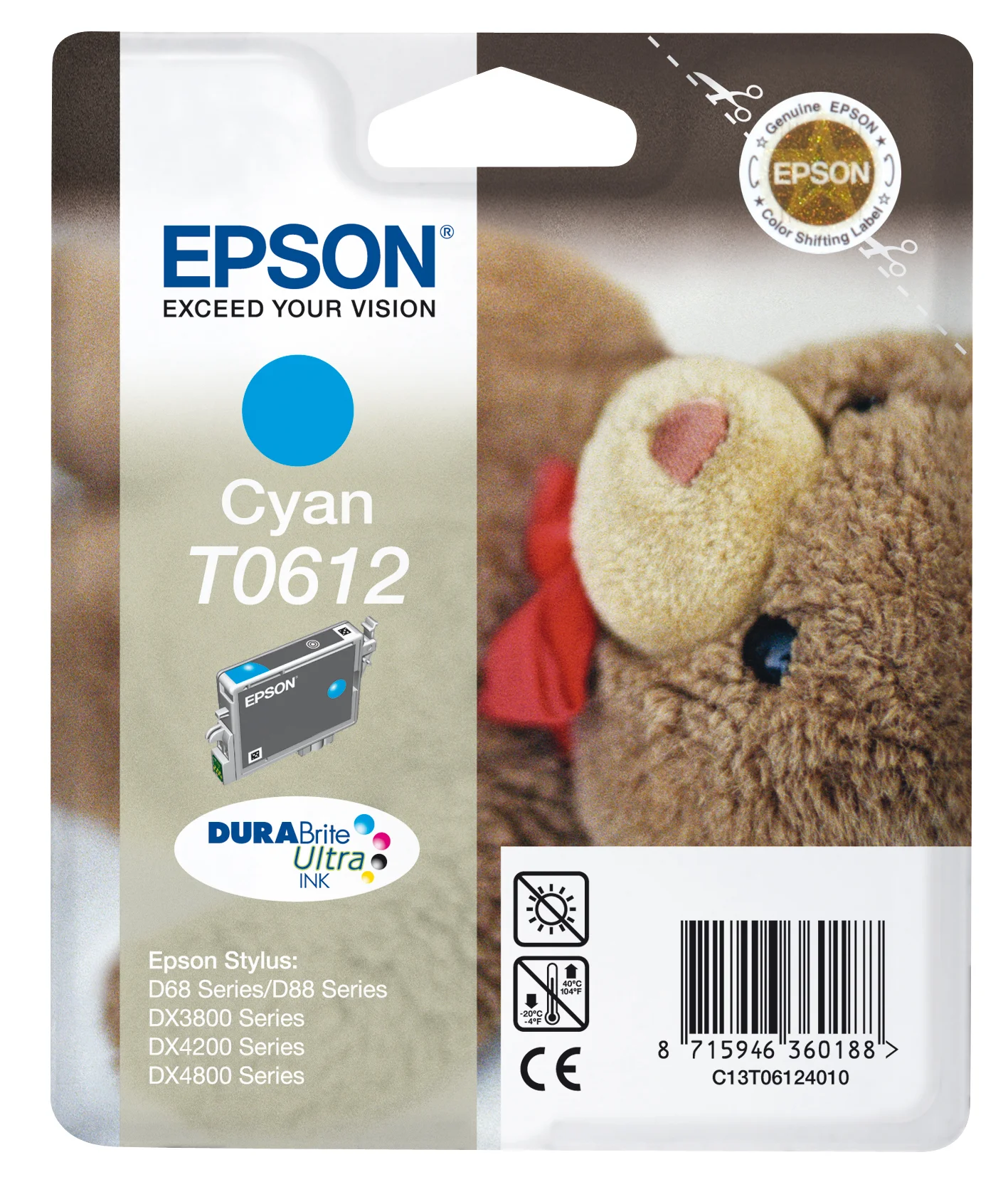 Epson Teddybear Singlepack Cyan T0612 DURABrite Ultra Ink