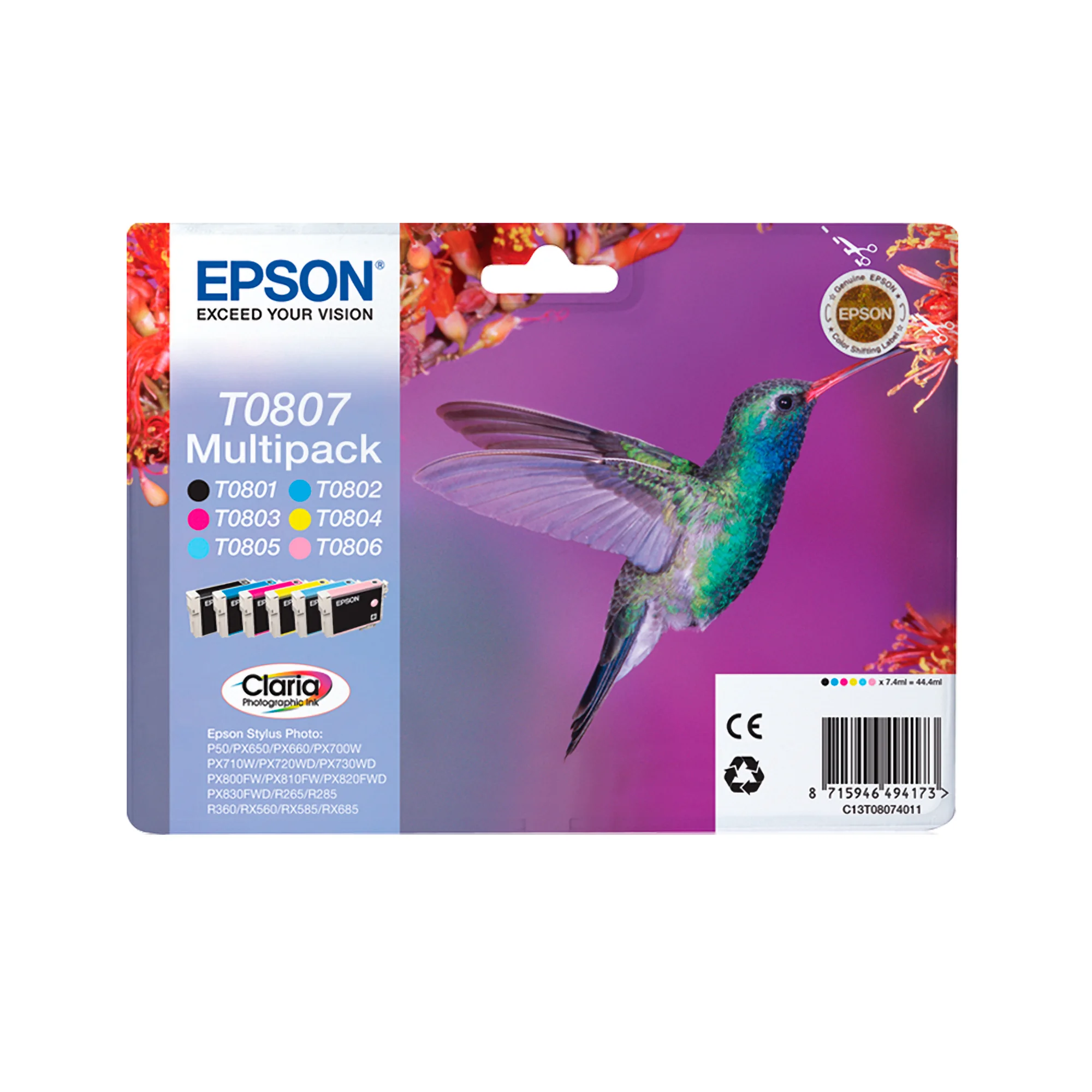Epson Hummingbird Singlepack Cyan T0802 Claria Photographic Ink