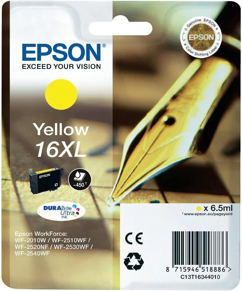 Epson Pen and crossword Singlepack Yellow 16XL DURABrite Ultra Ink