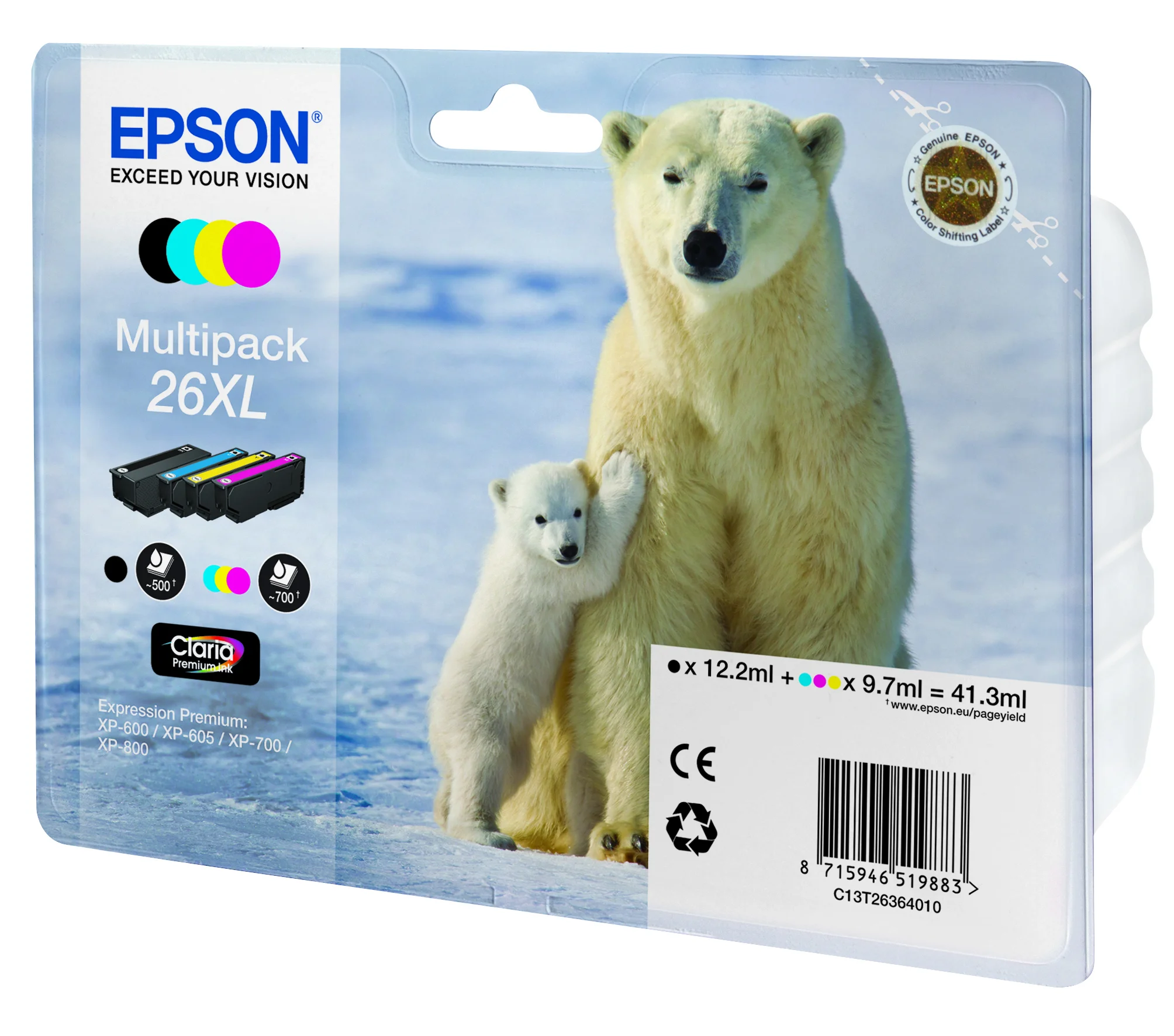 Epson Polar bear Multipack 4 Farben 26XL Claria Premium Ink
