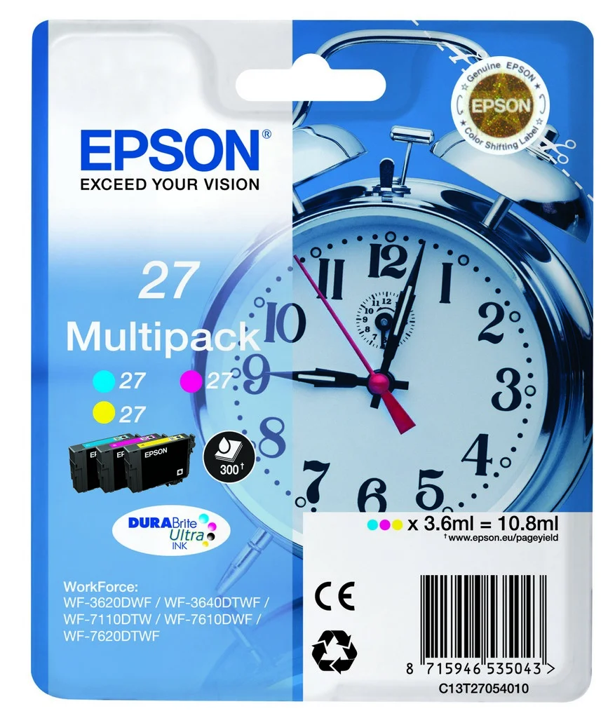 Epson Alarm clock Multipack 3-colour 27 DURABrite Ultra Ink