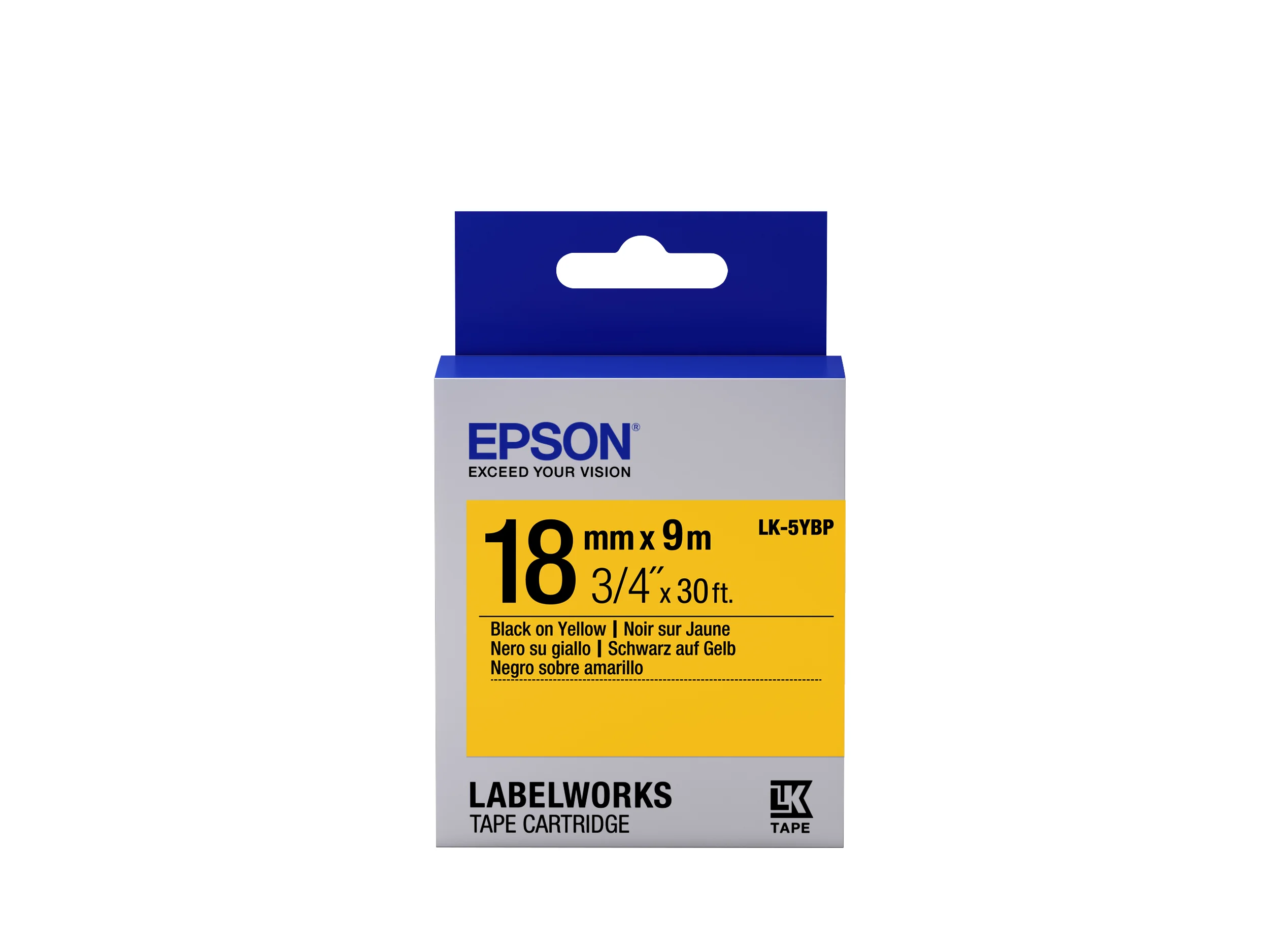 Epson Etikettenkassette LK-5YBP - Pastell - schwarz auf gelb - 18mmx9m