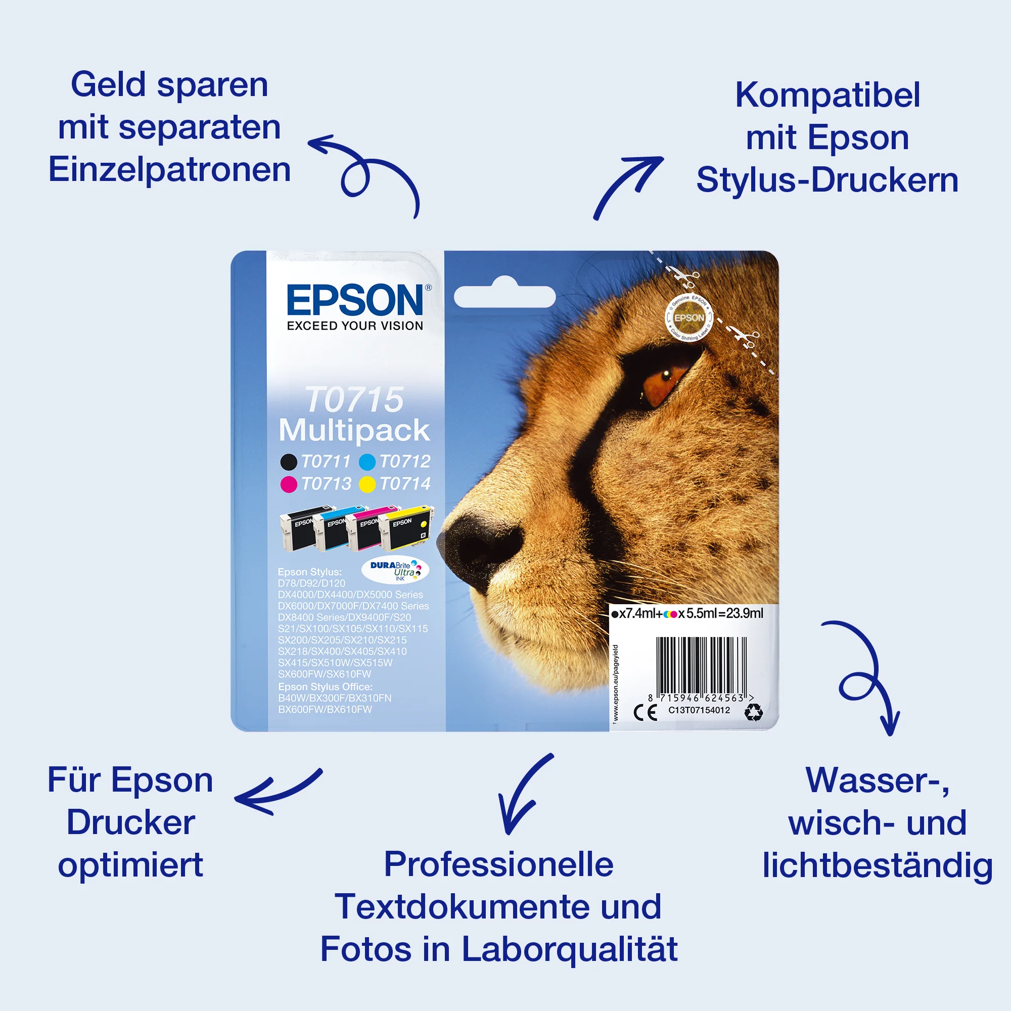 Epson Cheetah Singlepack Black T0711 DURABrite Ultra Ink