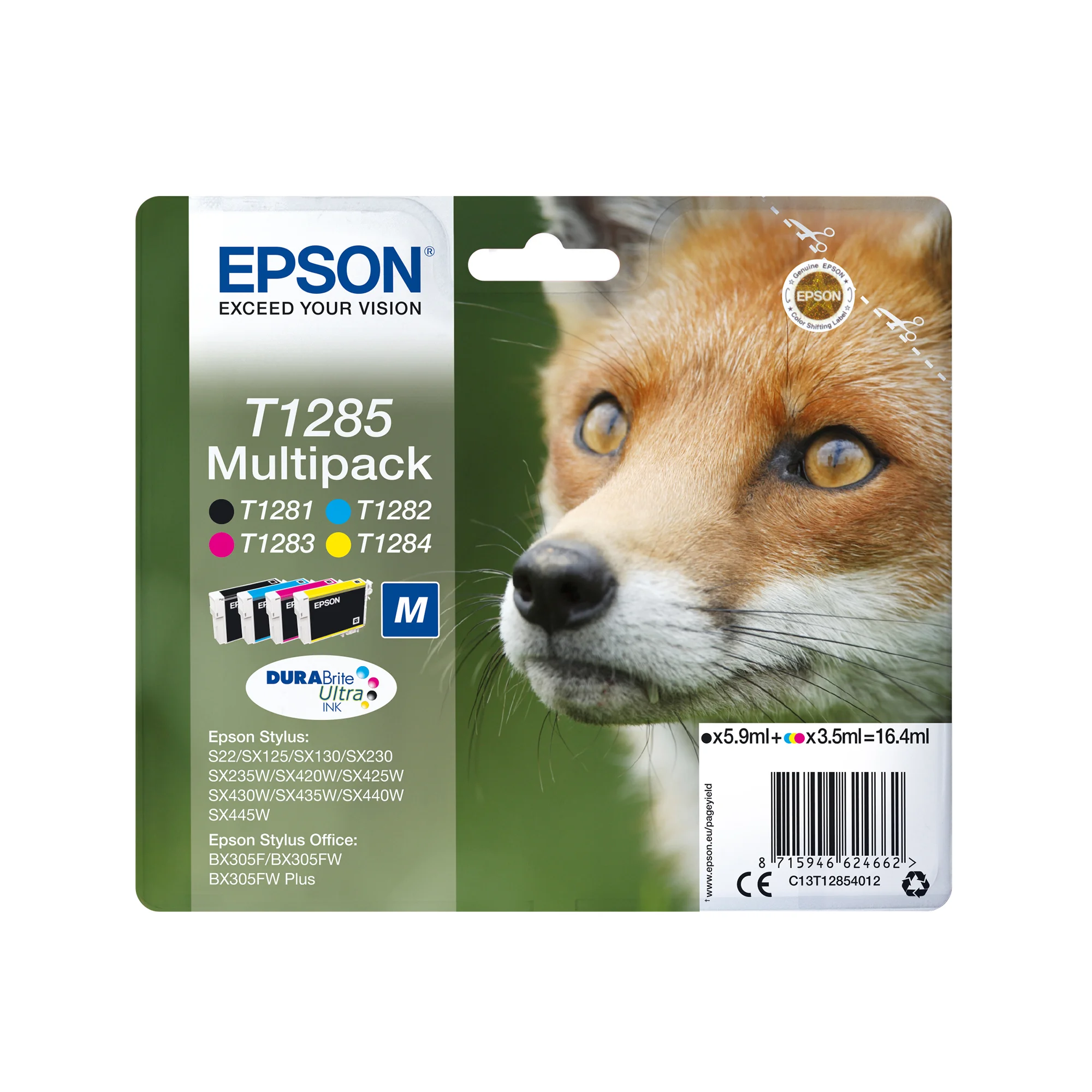 Epson Fox T1285 Fuchs DURABrite Ultra Multipack 4 Farben Tinte