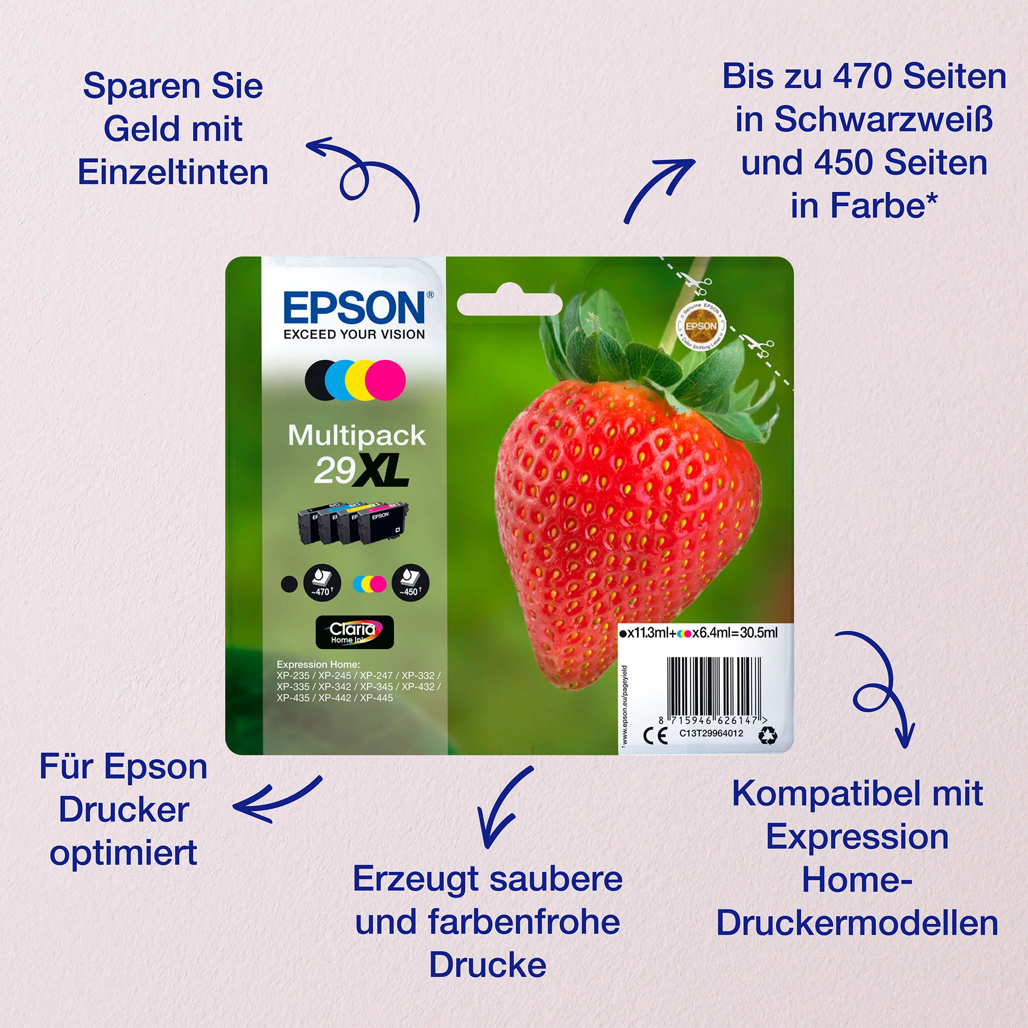Epson Strawberry Singlepack Magenta 29 Claria Home Ink