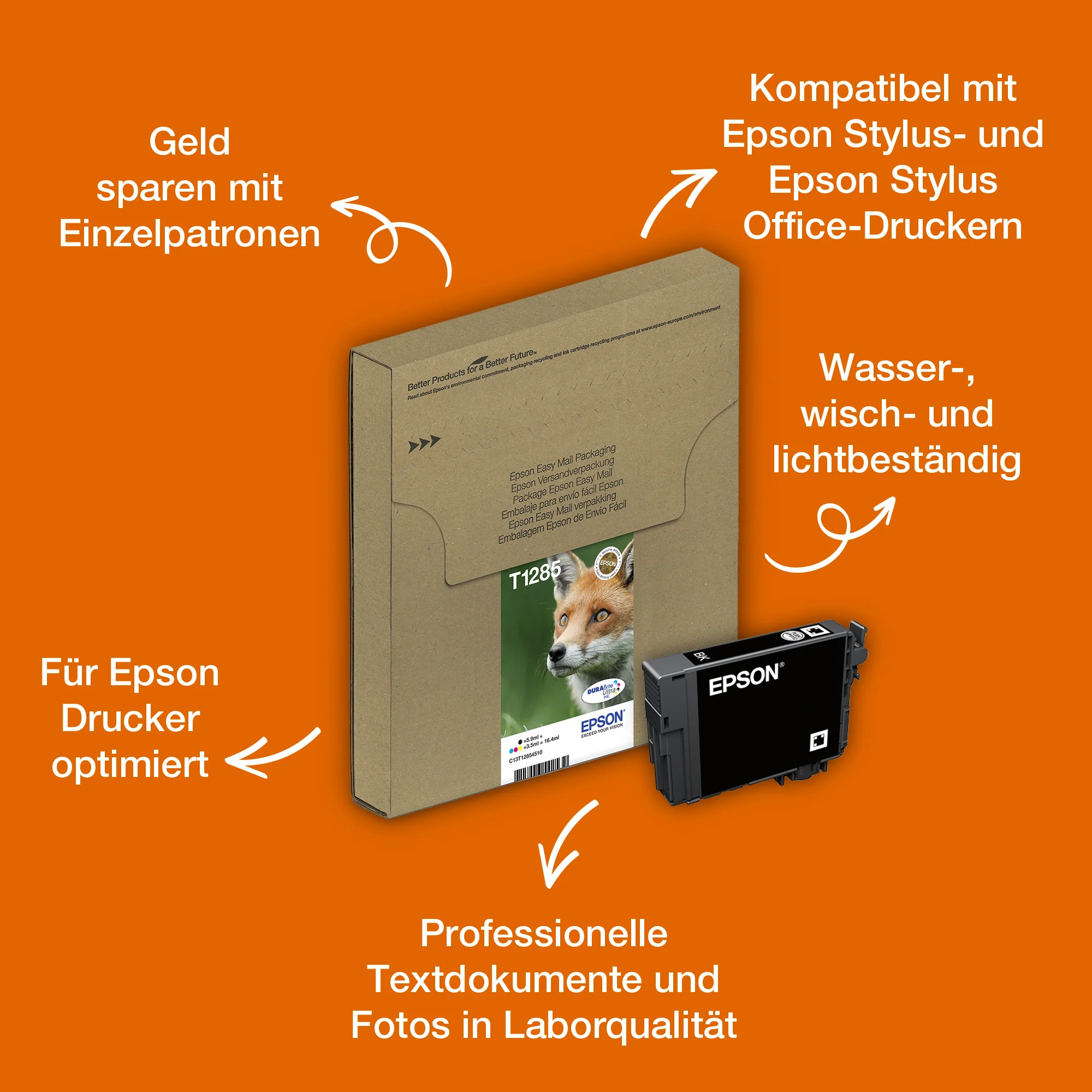 Epson Fox T128 Fuchs DURABrite Ultra Multipack 4 Farben EasyMail Tinte