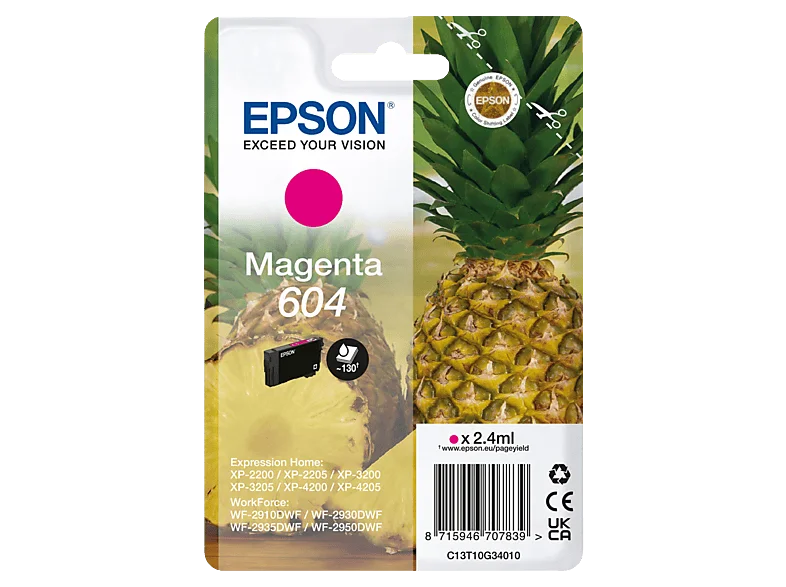 EPSON Ananas, 604 Tintenpatrone Magenta (C13T10G34010)