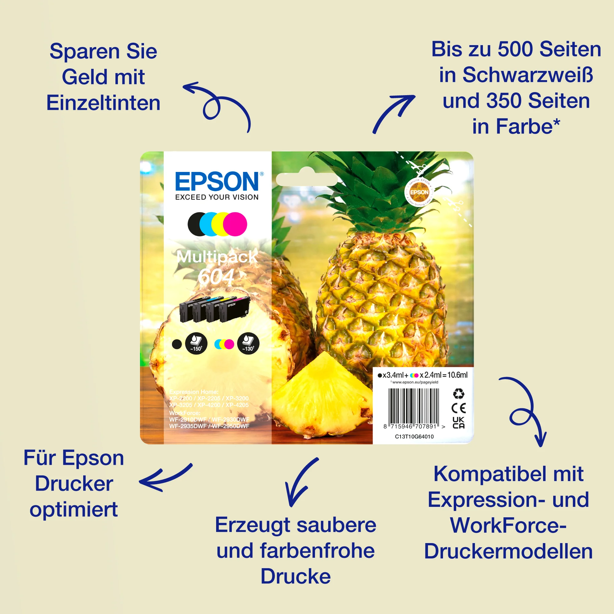 Epson 604 Druckerpatrone 1 Stück(e) Original Standardertrag Schwarz, Cyan, Magenta, Gelb