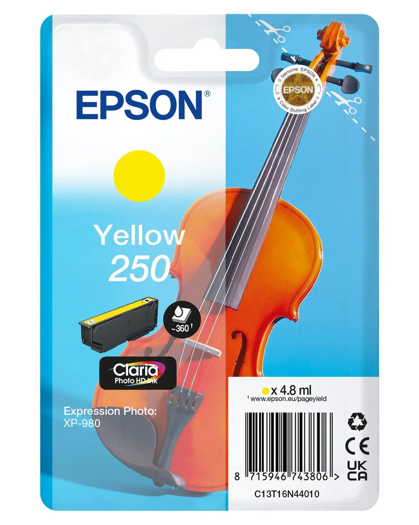Epson 250 Violin Claria Photo HD Druckerpatrone 1 Stück(e) Original Gelb