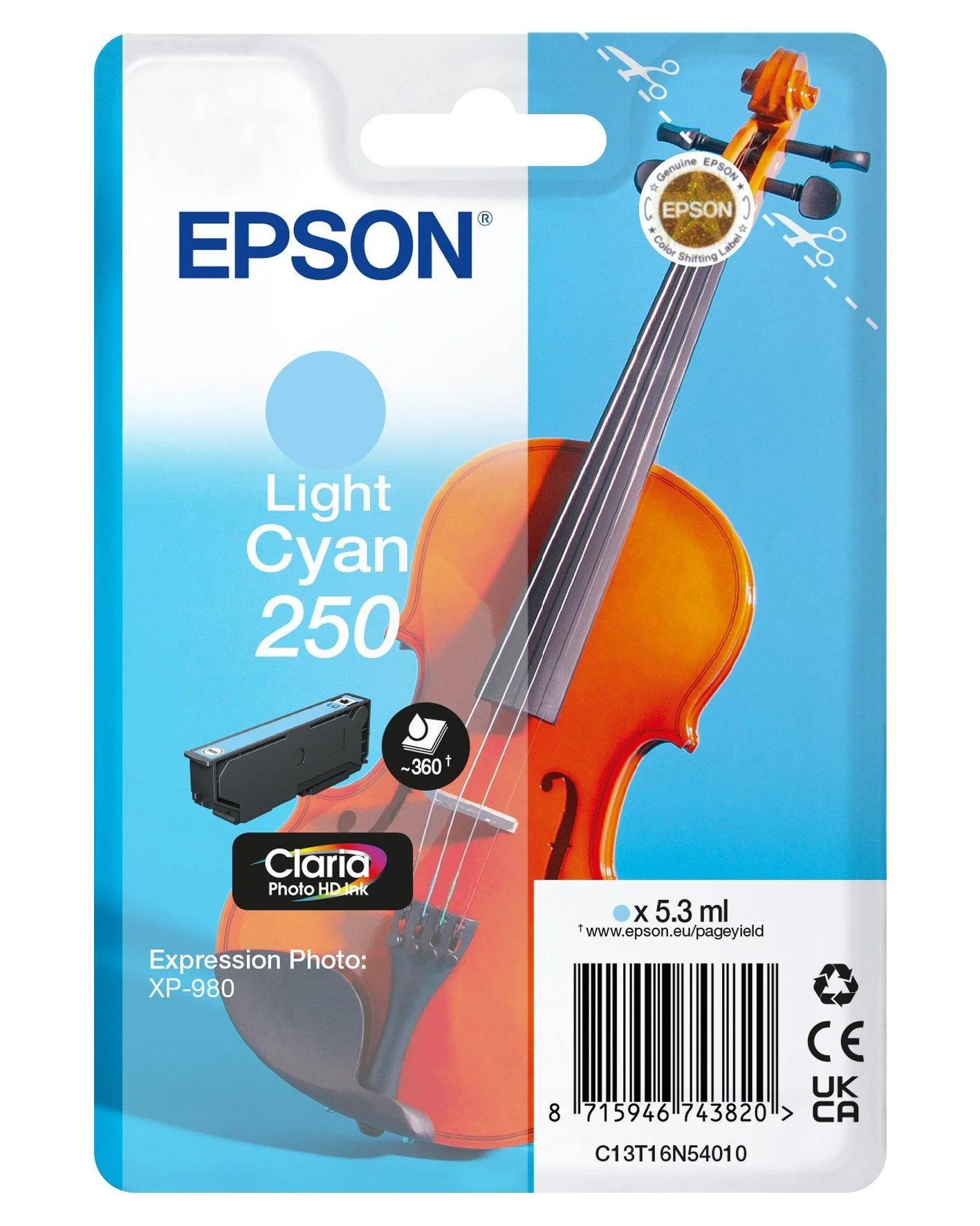 Epson 250 Violin Claria Photo HD Druckerpatrone 1 Stück(e) Original Helle Cyan