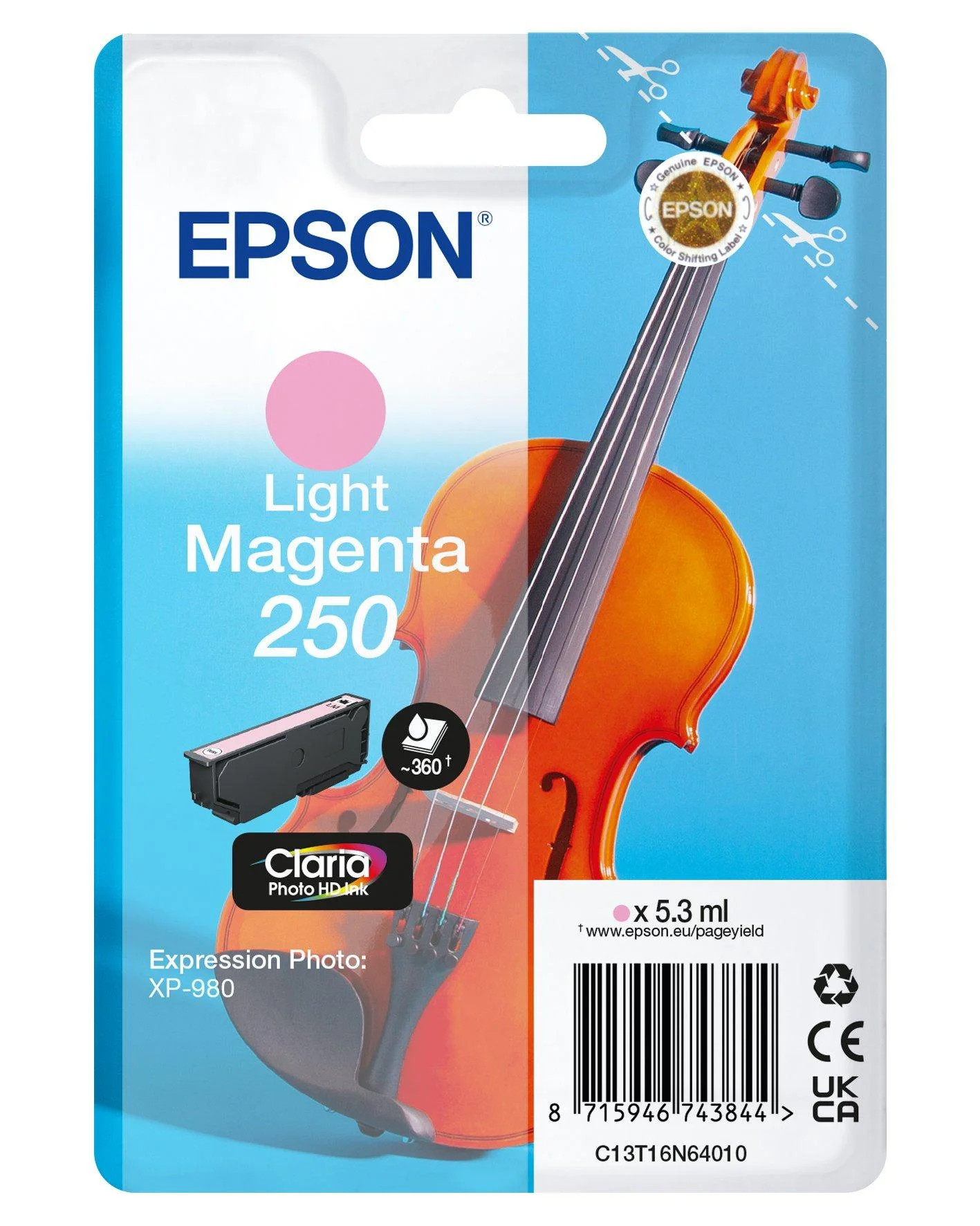 Epson 250 Violin Claria Photo HD Druckerpatrone 1 Stück(e) Original Hohe (XL-) Ausbeute Helle Magenta