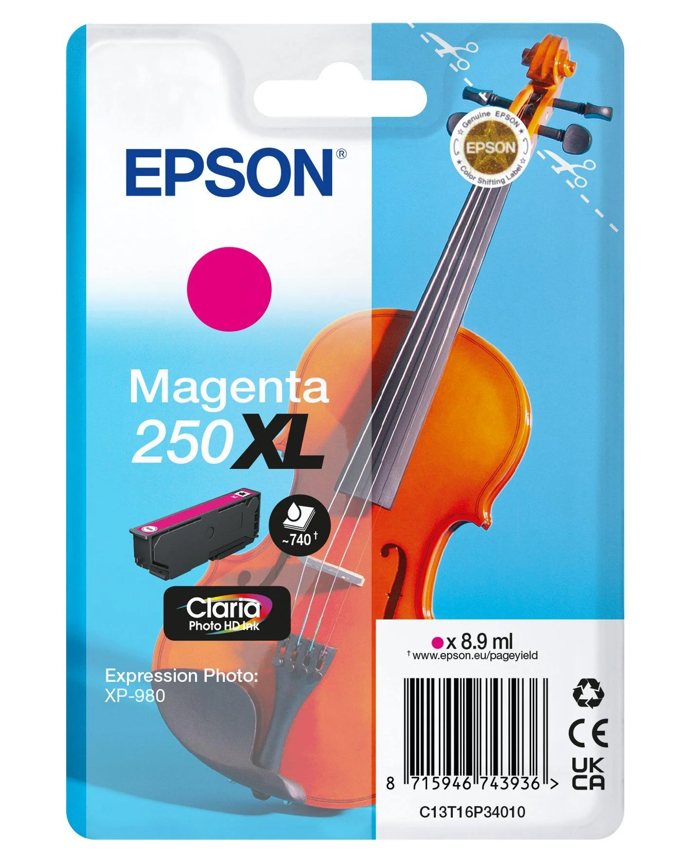 Epson 250XL Violin Claria Photo HD Druckerpatrone 1 Stück(e) Original Hohe (XL-) Ausbeute Magenta