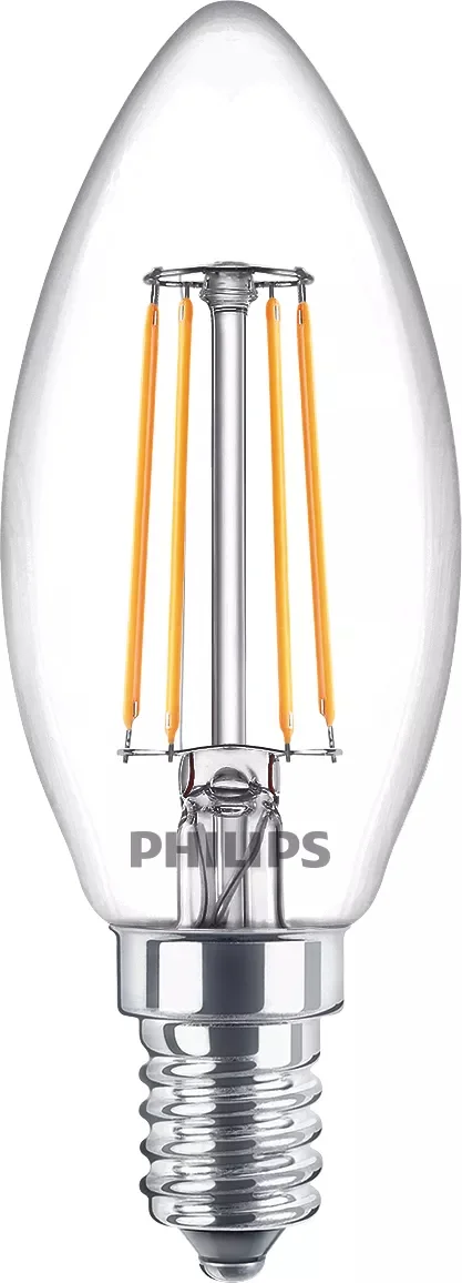 Philips Filament-Kerzenlampe, B35 E14, transparent, 40 W